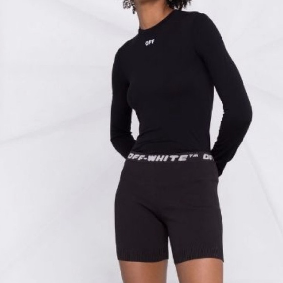 Off-White Black and White Women's Shorts - Picture 6 of 9